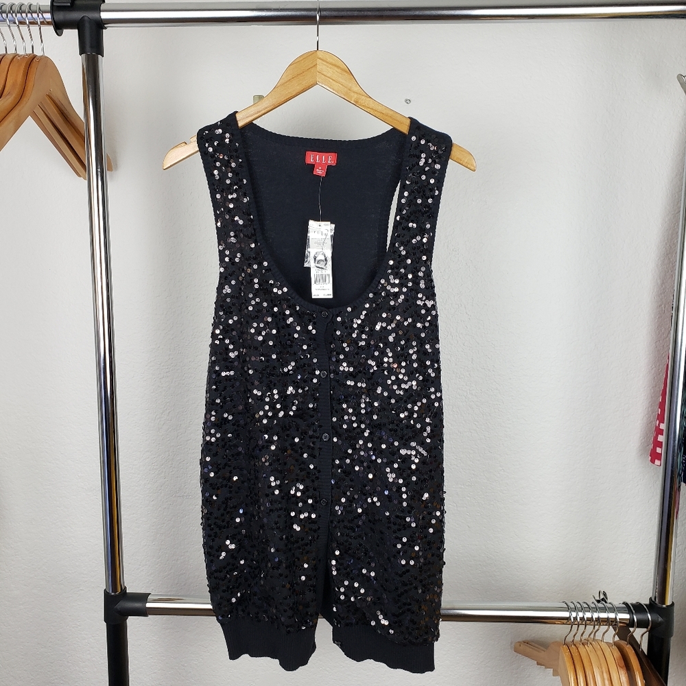 NWT Elle Black Sequined Cardigan